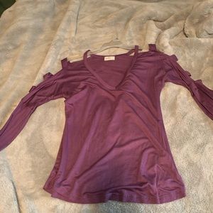 Purple cold shoulder shirt
